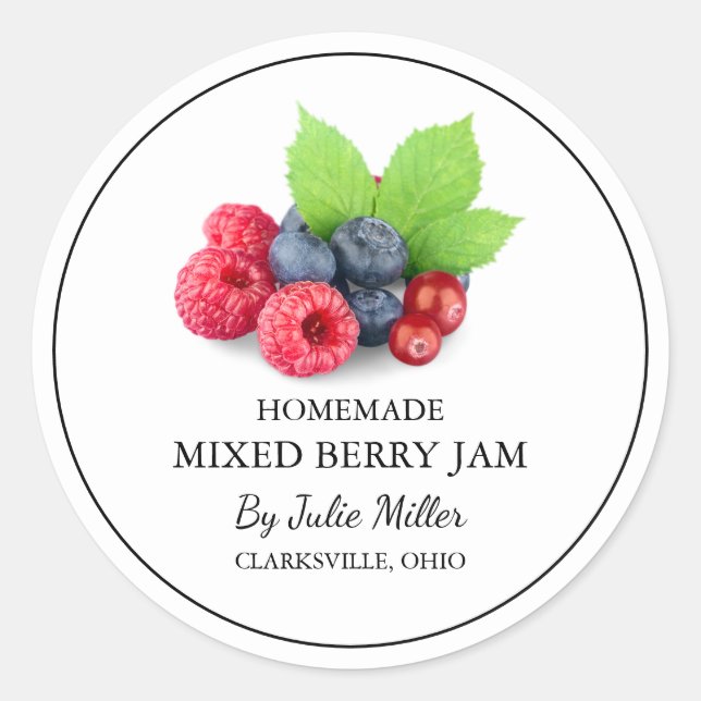 Etiqueta sencilla de mermelada de berry mixta case (Anverso)
