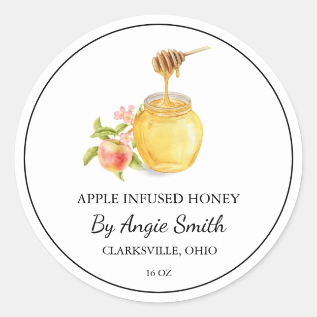 Etiqueta sencilla de miel con Apple (Anverso)