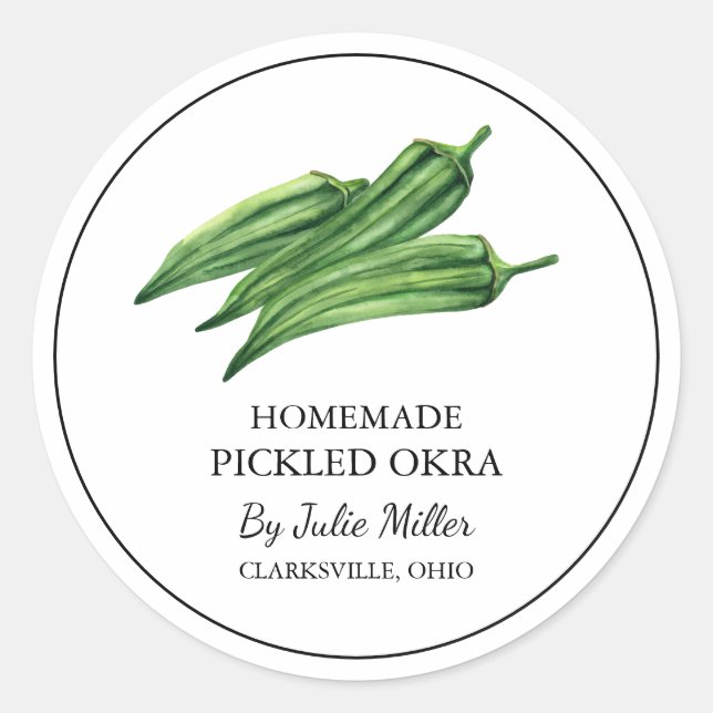 Etiqueta sencilla de Okra con rosca casera (Anverso)