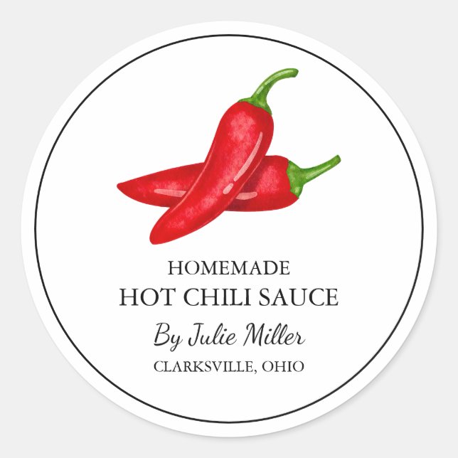 Etiqueta sencilla de salsa de chile caliente caser (Anverso)