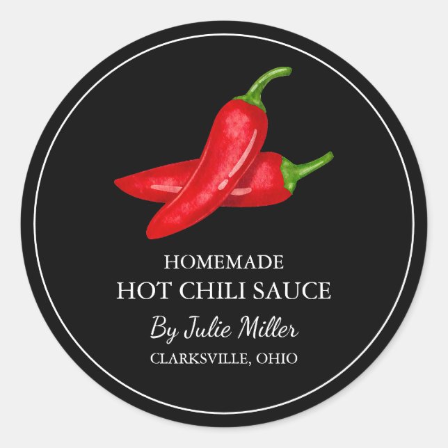 Etiqueta sencilla de salsa de chile caliente caser (Anverso)