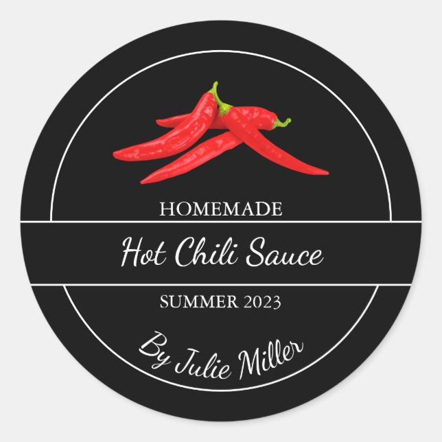 Etiqueta sencilla de salsa de chile caliente caser (Anverso)