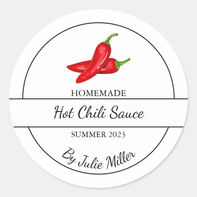 Etiqueta sencilla de salsa de chile caliente caser (Anverso)