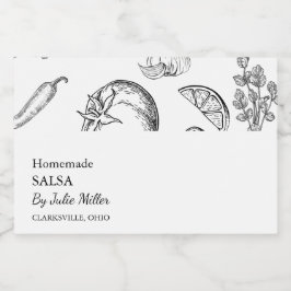 Etiqueta sencilla de salsa de tomate negro y blanc