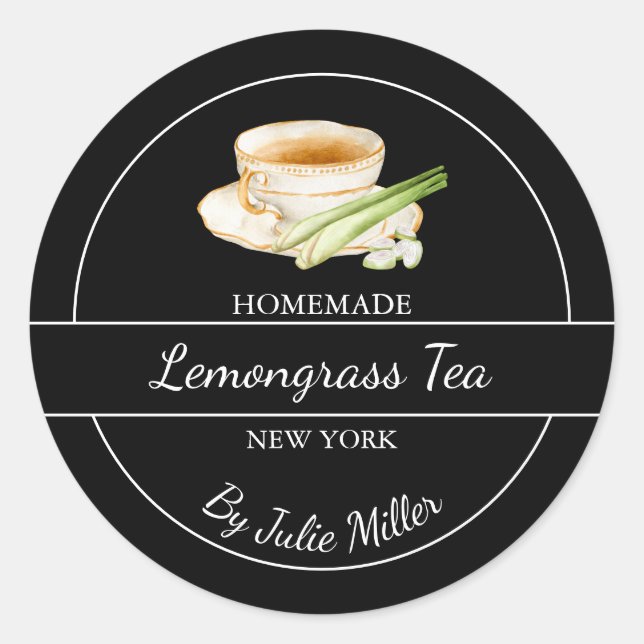 Etiqueta sencilla de té casera de Lemongrass (Anverso)
