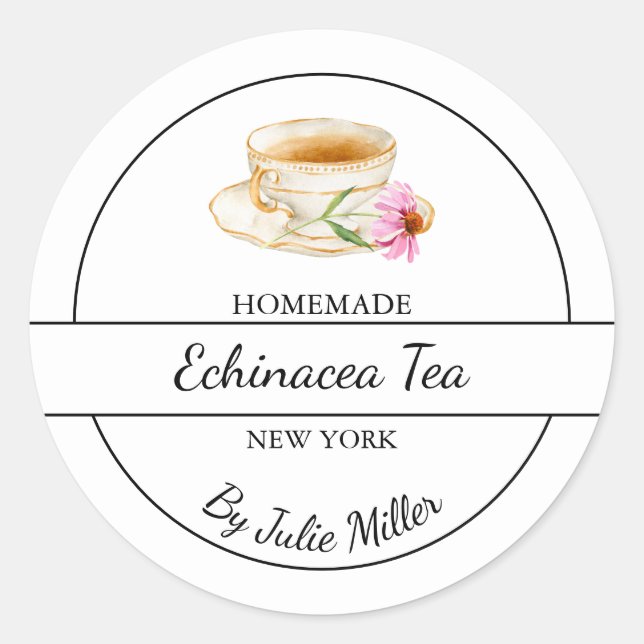 Etiqueta sencilla de té de ecinacea casera (Anverso)