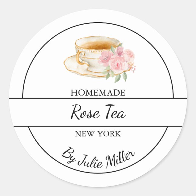 Etiqueta sencilla de té Rosa casera (Anverso)