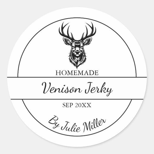 Etiqueta sencilla de venado casero Deer Jerky (Anverso)