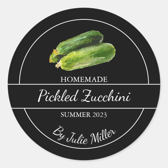 Etiqueta sencilla de Zucchini casera negra (Anverso)