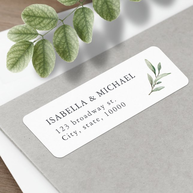 Etiqueta Sencilla dirección de retorno de bodas rústicos de (Simple rustic greenery wedding return address label)