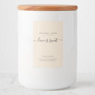 Etiqueta sencilla elegante de comida beige y Boda