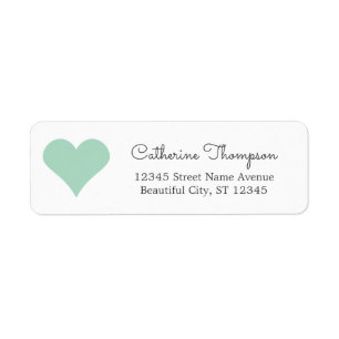 Etiqueta Sencilla modernidad Mint Green Heart Girly Script