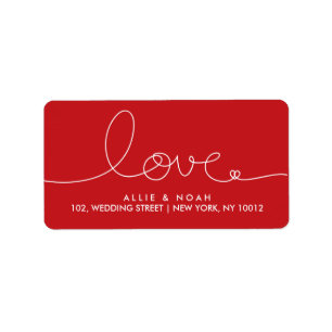 Etiqueta Sencilla y moderna Loopy Love Heart Address Labels