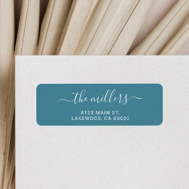 Etiqueta Sencillo Moderno Familiar Manuscrito Azul
