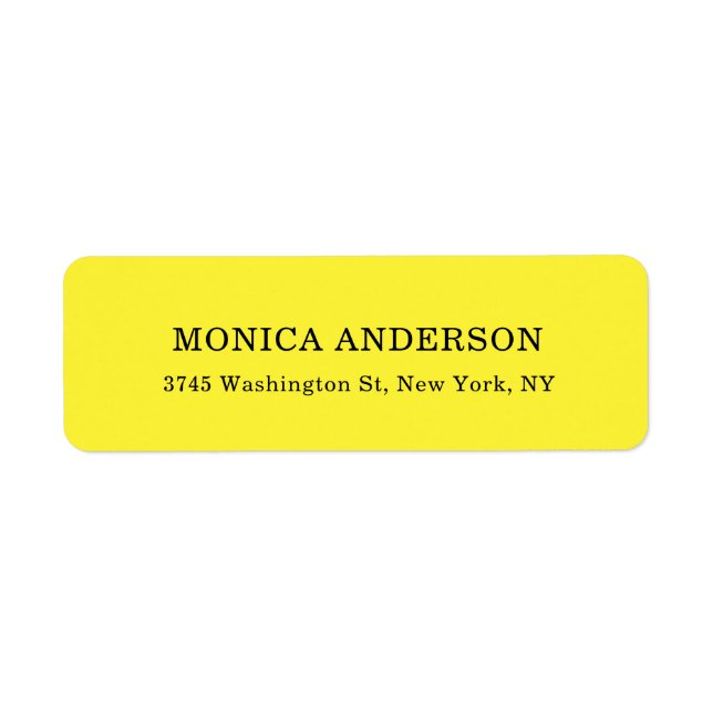 Etiqueta Sencillo Moderno Plano Profesional Amarillo (Frente)