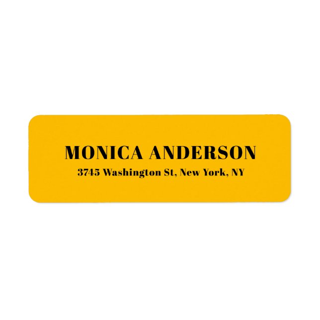 Etiqueta Sencillo Moderno Plano Profesional Ámbar Amarillo (Frente)
