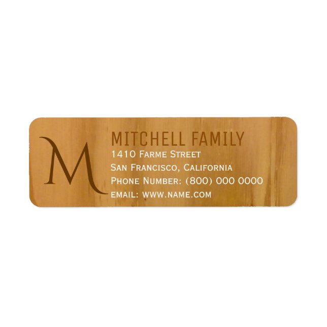 Etiqueta sencillo, rústico y limpio, nombre familiar (Frente)