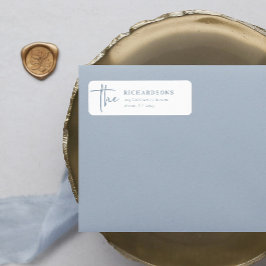 Etiqueta Sencillo y moderno y Minimalista Dusty azul y blan