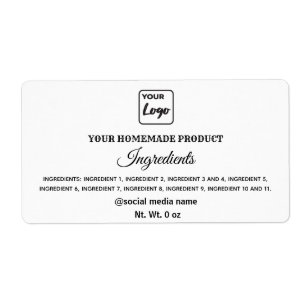 Etiqueta Sencillos ingredientes para el logotipo en blanco 