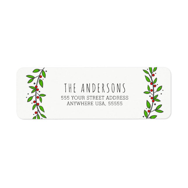 Etiqueta Sencillos Navidades modernos de Wreath Wreath (Frente)