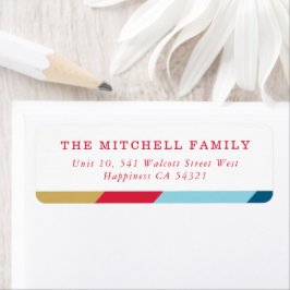 Etiqueta SENDER azul oro rojo geométrico mínimo moderno