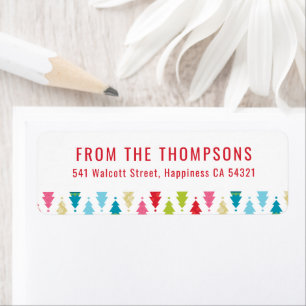 Etiqueta SENDER color de patrón de árbol de navidad festivo