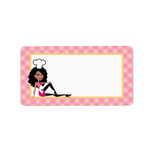 Etiqueta Señora afroamericana Label del panadero
