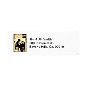 Etiqueta Señora de costura cantante Vintage Fairy Poem