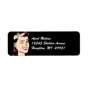 Etiqueta Señora de guiño retra negra Winks Labeling Label