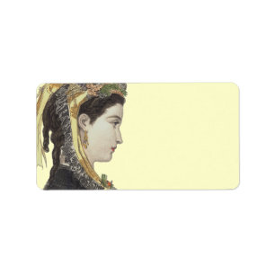 Etiqueta Señora elegante del Victorian en fondo del color