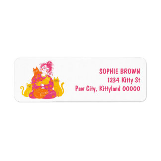 Etiqueta Señora Gatos Locos Gatitos Lindos Dirección de Ret