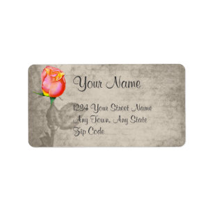 Etiqueta Sepia Vintage Spot Color Peace Rosa Boda