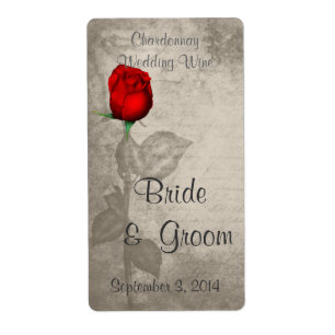 Etiqueta Sepia Vintage Spot Color Rojo Rosebud Boda Vino