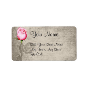 Etiqueta Sepia Vintage Spot Color Rosa Rosa Boda
