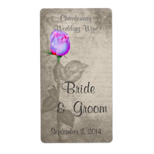 Etiqueta Sepia Vintage Spot Color Rosebud Boda Vino