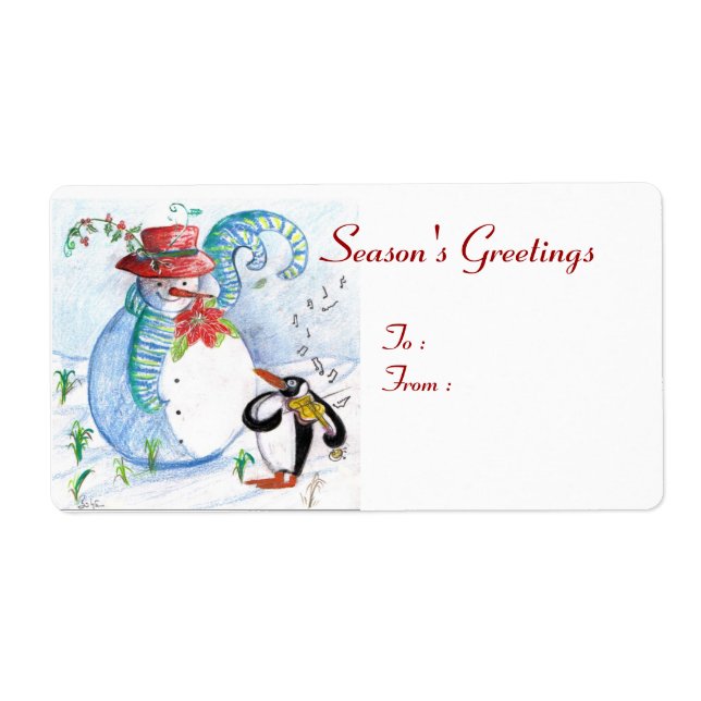 ETIQUETA SERENADE INVIERNO DE SNOWMAN Y PENGUIN (Frente)