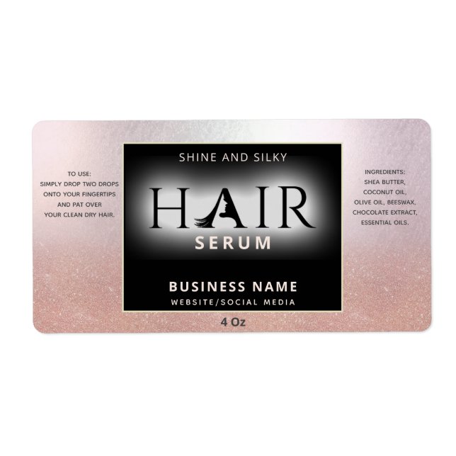 Etiqueta sérica de PELO oscuro rosa profesional (Frente)