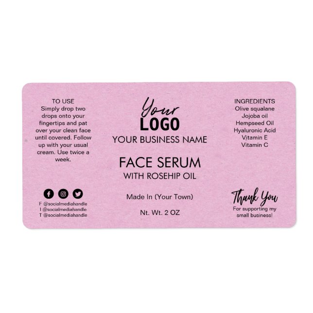Etiqueta Sérico de Aceite de Cara Púrpura Pastel Profesiona (Frente)