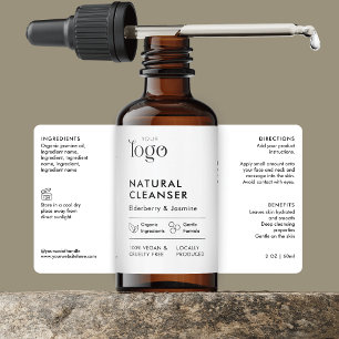 Etiqueta Serum de Logo Minimalista 2OZ Gotero Botella Cosmo