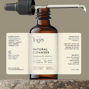 Etiqueta Serum de Logo Minimalista 2OZ Gotero Botella Cosmo