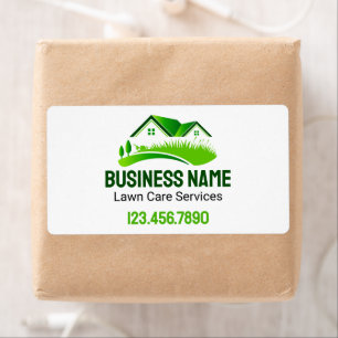 Etiqueta Servicio de Corte de Césped Logo Verde Blanco