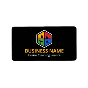 Etiqueta Servicio de limpieza de casas con logotipo de colo