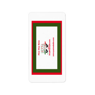 Etiqueta Servicio de pizza, verde rojo, personalizado