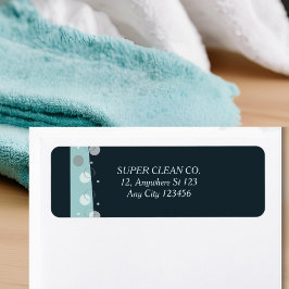 Etiqueta Servicios mínimos modernos de limpieza azul oscuro