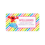 Etiqueta Sesame Street | Elmo Girls Rainbow Striped<br><div class="desc">These cute, custom labels will add a fun splash of color to your kid's birthday party invitations. The girly rainbow striped design features Elmo, the happy red muppet from Sesame Street. The cute little monster has his arms outstretched ready to cuddle. With a big smile across his furry face, who...</div>