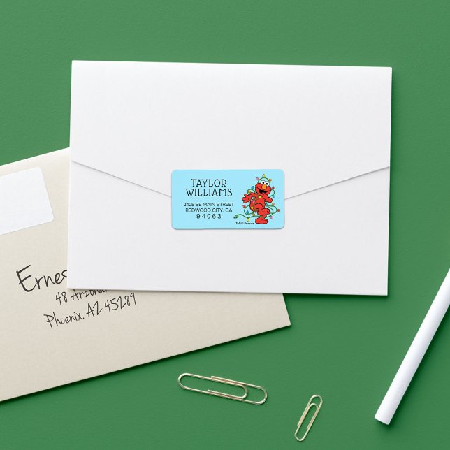 Etiqueta Sesame Street | Luces de Navidad de Elmo (Label on envelope)