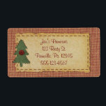 Etiqueta Sew Christmas Tree Holiday Business Label<br><div class="desc">Esta etiqueta de negocio Sew Christmas Tree incluye arte dibujado y cosido por el ratón. Perfecto para etiquetar todo su país o productos primitivos de vacaciones.</div>