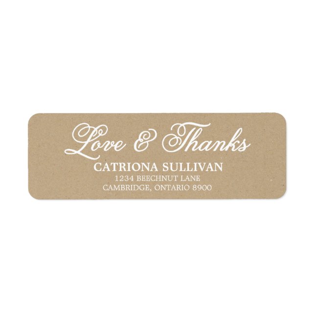 Etiqueta Shabby Chic Script Love & Gracias Address (Frente)
