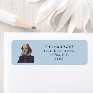 Etiqueta Shakespeare Bookish Elegish Blue Return Address