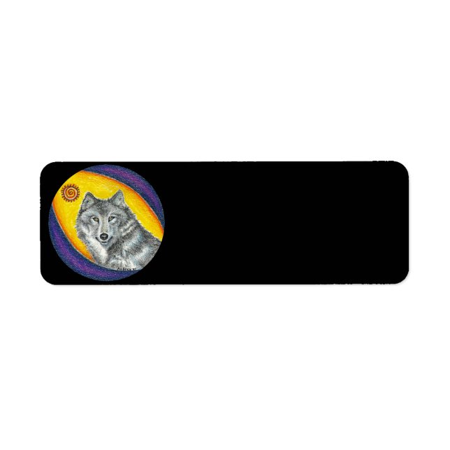 Etiqueta Shaman Healing Wolf (negro) (Frente)
